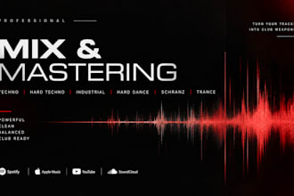 mix and master your techno, hardtechno track to professional and powerful sound