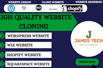 copy clone high quality wordpress website wix squarespace shopify store