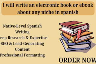 write an electronic book or ebook about any niche in spanish
