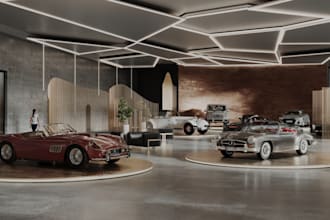 redesign your 3d car showroom interior, electronics, phone gadget store,3d model