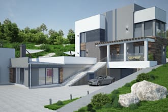 remodel 3d landscape render, garden, front yard,backyard, patio,terrace, 3ds max