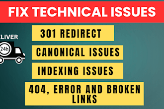 fix 404 301 redirects broken links indexing and canonical issues errors