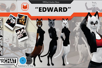 custom furry avatar, vrchat avatar, vtuber 3d model, vr character, vrc avatar