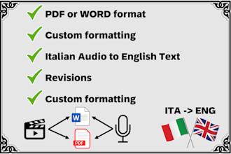 manually transcribe italian video audio to text