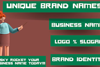 create a brand name, logo slogan business identity company name
