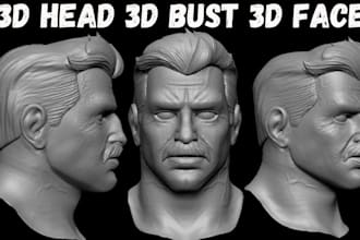 sculpt 3d realistic head 3d bust model  bobblehead 3d face model for 3d printing