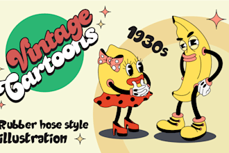 create retro vintage cartoon illustration