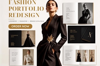 create fashion portfolio redesign lookbook, magazine fashion brand catalogue