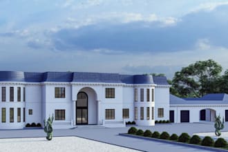 design 3d mosque architecture virtual staging, exterior rendering, garden design