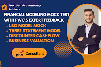 provide mock test and feedback on lbo model, dcf model, three statement model