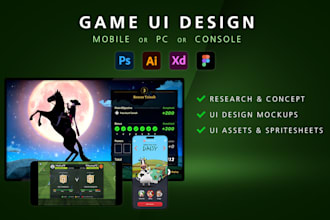 design aaa pro quality UI and assets for PC, console, or mobile games