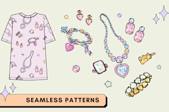 design custom seamless prints, textile patterns, packaging