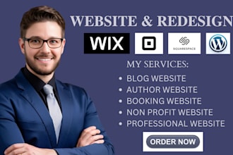 design a book author website, booking website, blog or nonprofit website