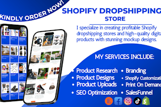 design shopify dropshipping store, shopify website, shopify store redesign