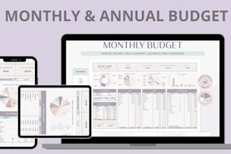 create annual, monthly financial budget spreadsheet, debt payoff tracker