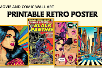 make printable retro wall art comic movie retro art vintage poster