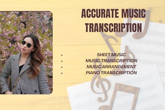 do professional transcription and sheet music of any song