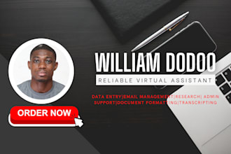be your reliable virtual assistant for admin, data entry, research, and more