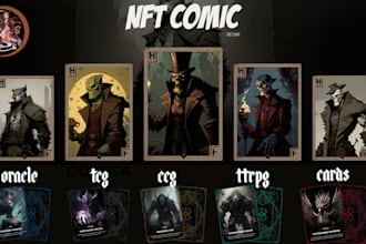 design board game, card game, tcg, and playing cards with custom illustrations