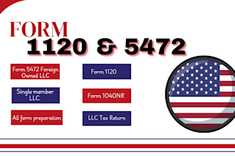 fill and fax form 5472 and 1120 for non resident US llc, 1065 to irs
