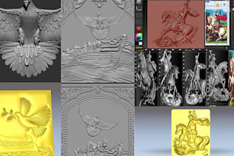 convert your image into a 3d bas relief, medallion, or coin model for cnc
