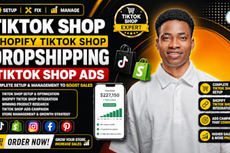 set up tiktok shop, facebook shop, instagram shop or shopify dropshipping store