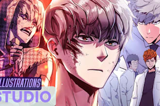 draw manhwa or anime style illustrations with unique details