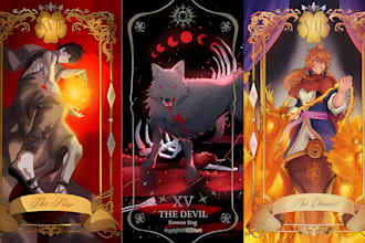draw custom tarot card designs, oracle cards, and playing card illustration