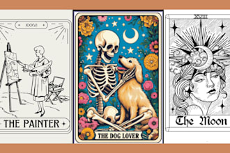 create unique hand drawn tarot card illustrations in custom style