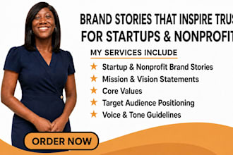 write a startup or nonprofit brand story mission and vision that inspires trust