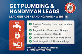 generate plumbing leads electrician landing page handyman website lead gen ads