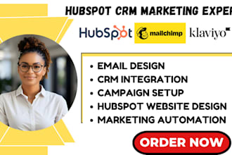 setup  hubspot crm email marketing, mailchimp, mailerlite, klaviyo automation