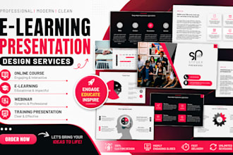 design online course training, webinar slides in canva, powerpoint presentation