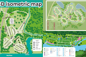 isometric map illustration 3d map design event vector map rpg  fantasy city map