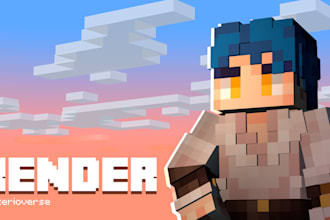 create a custom minecraft 3d scene and render in 24h