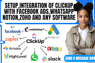 integrate clickup with slack notion zoho zapier facebook ads mailchimp airtable