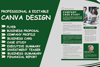 design one pager, business proposal, report executive summary, pitch deck sheet
