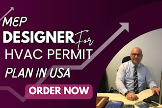 design mep, havc, electrical and plumbing plans with permits set and load calcs