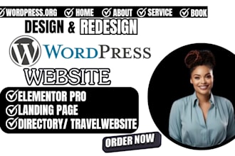 build wordpress website design directory, landing page travel elementor pro