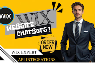 build, design, wix website, integrate API, chatbot for your wix business website