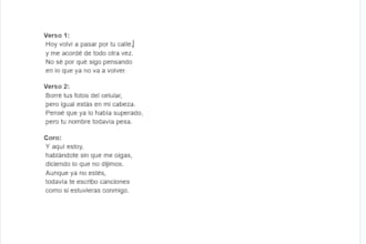 write original songs lyrics in spanish or english