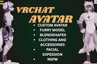 create and optimize custom furry vrchat avatar, nsfw, vrc character, vtuber