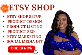 design etsy digital product etsy shop setup print on demand stan store listing