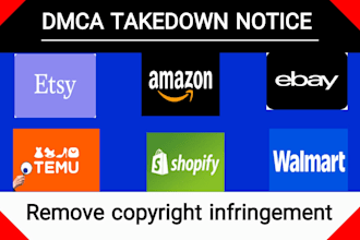 remove copyright ecommerce brand from shopify etsy ebay walmart under dmca