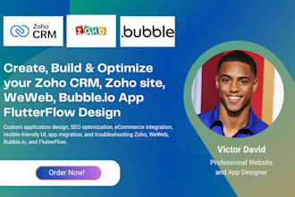 create zoho CRM zoho site weweb bubble io flutterflow