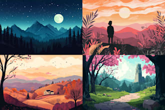 draw a flat vector landscape illustration