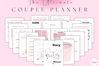design couple planner, wedding planner, marriage planner design canva