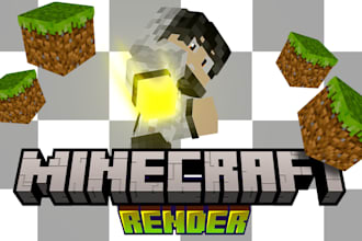 design your minecraft skin into 3d render in 1 to 2 days