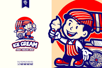 make colorful food ice cream cartoon logo