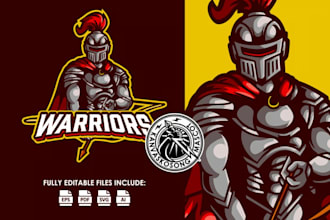do unique knight helmet warrior helmet mascot logo